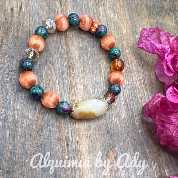Ruby in Zoisite beaded bohemian bracelet / Gemini healing crystal - Picture 1 of 6